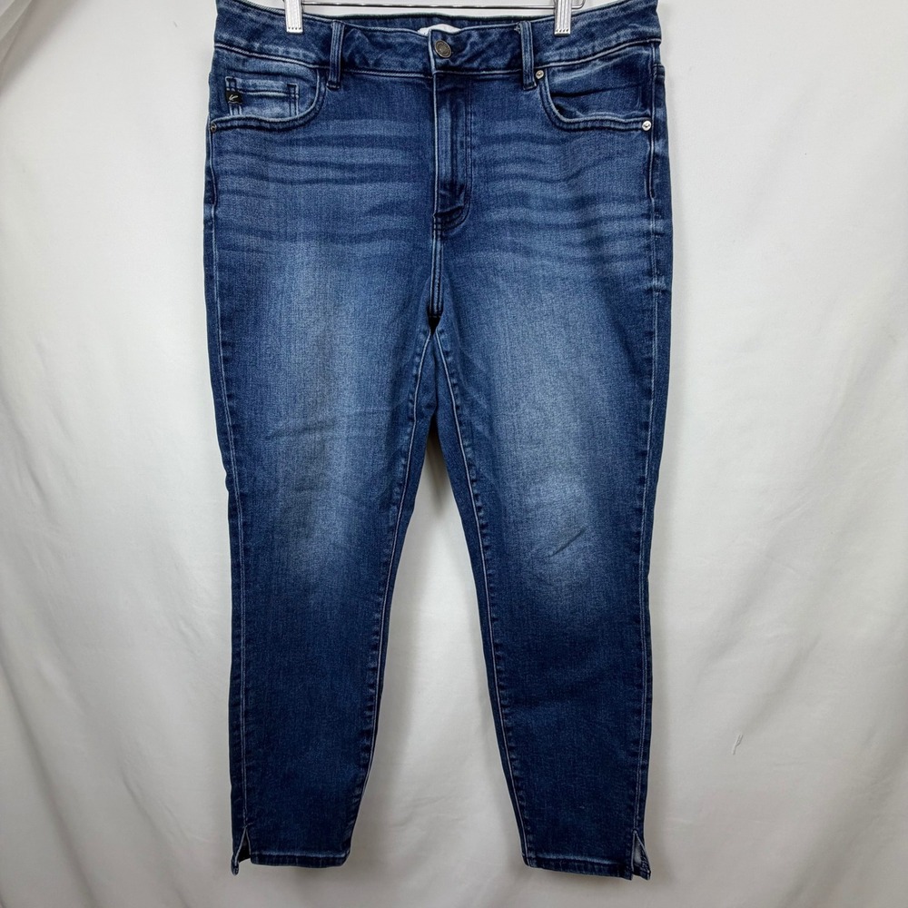 KanCan Maurices Womens High Rise Skinny Jeans Dark Wash Side Slit Size 16 220127